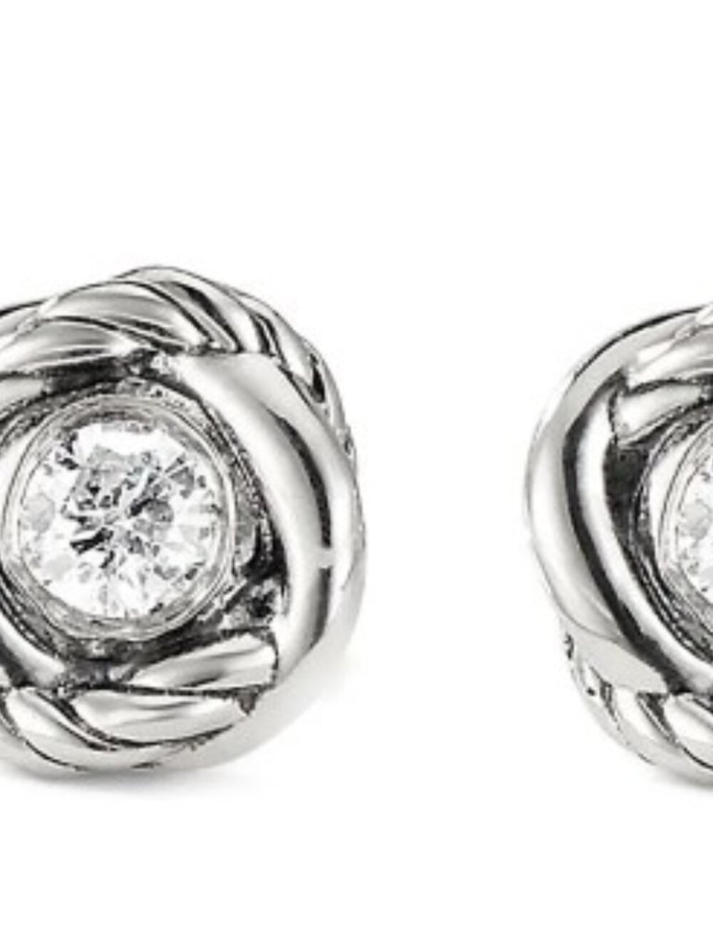 David Yurman Infinity Stud Earrings in Sterling Silver with Diamonds *LIKE NEW**
